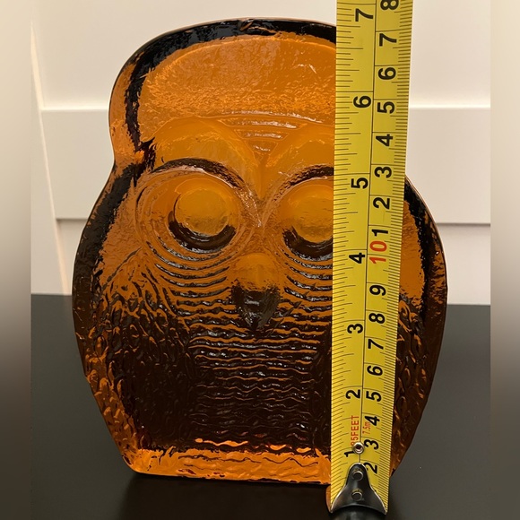 Vintage Mid-Century Blenko Amber Art Glass Owl Pattern - Picture 7 of 8